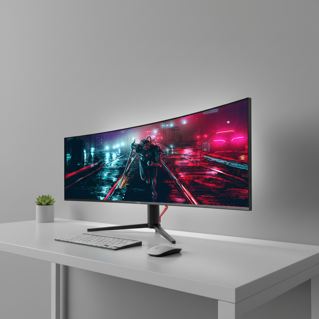 5K 49 Inch Curved Lcd Gaming Monitor 1ms 144hz Adaptive Sync/Low Blue Light Pc Screen with Lifting and Rotating Bracket