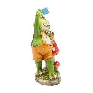 Divertente Statua in Resina a Forma di Rana con <span class=keywords><strong>Uccello</strong></span> e Fungo per Decorazione Giardino - Product Image 4