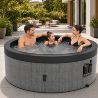 Spa de massage rond portable personnalisé en mousse PE écologique pour 6 personnes, 184x73cm, noir, avec pompe intégrée