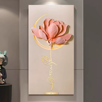Peinture décorative intérieure moderne de luxe magnolia avec éclairage LED avancé, version verticale, peinture suspendue tridimensionnelle