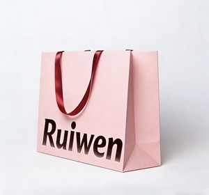 Sac en papier kraft noir et rose personnalisé de luxe, imprimé en couleur, pour vêtements, cadeaux, bijoux, emballage de vente au détail, avec logo - Product Image 2