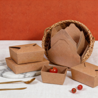 Boîte en papier kraft carrée de luxe biodégradable et recyclable de 32 oz, conteneur jetable pour la restauration rapide à emporter pour restaurants et fêtes