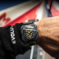 Jam Tangan Mekanik Pria Custom OEM ODM Kerangka Fashion Kotak Persegi Kristal Safir Otomatis Baja Tahan Karat Grosir