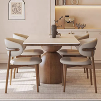 Ensemble table et chaises de salle à manger en dalle de roche nordique, style moderne et simple, pour petit espace domestique, rectangulaire, en bois massif blanc ciré, 4 places