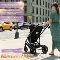 Poussette bébé 3-en-1 en alliage d'aluminium, style européen, légère, certifiée EN1888 ASTM, capacité de charge de 15 kg, portable et élégante pour nouveau-né