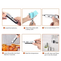 Termometer Daging Digital LCD Bacaan Instan Terlaris, Probe Baja Tahan Karat 304 Food Grade, Untuk Penggunaan Rumah Tangga