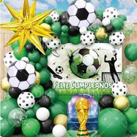 1 Tema Sepak Bola Feliz Cumpleanos Latar Belakang Kain Poster Jersey Sepak Bola Balon Garland Arch Kit untuk Dekorasi Pesta