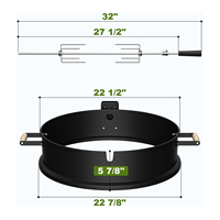 Kit d'accessoires pour barbecue extérieur en acier robuste, avec anneau de rôtissoire pour poulet et dinde, pour grillades au charbon de bois