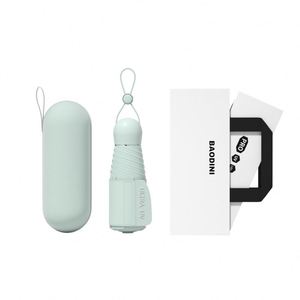 Mini parapluie portable double usage soleil et pluie, revêtement noir, 8 baleines, design moderne avec protection UV, pare-soleil à poche élargie - Product Image 1