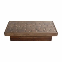 Table basse au design moderne et unique, alphabet A à Z, mobilier de maison, base en bois ancien, plateau en verre