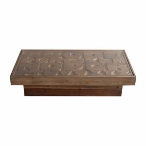 Mesa de Centro de Diseño Moderno y Único con Alfabeto de la A a la Z, Muebles para el Hogar, Base de Madera Antigua, Tapa de Vidrio - Product Image 3