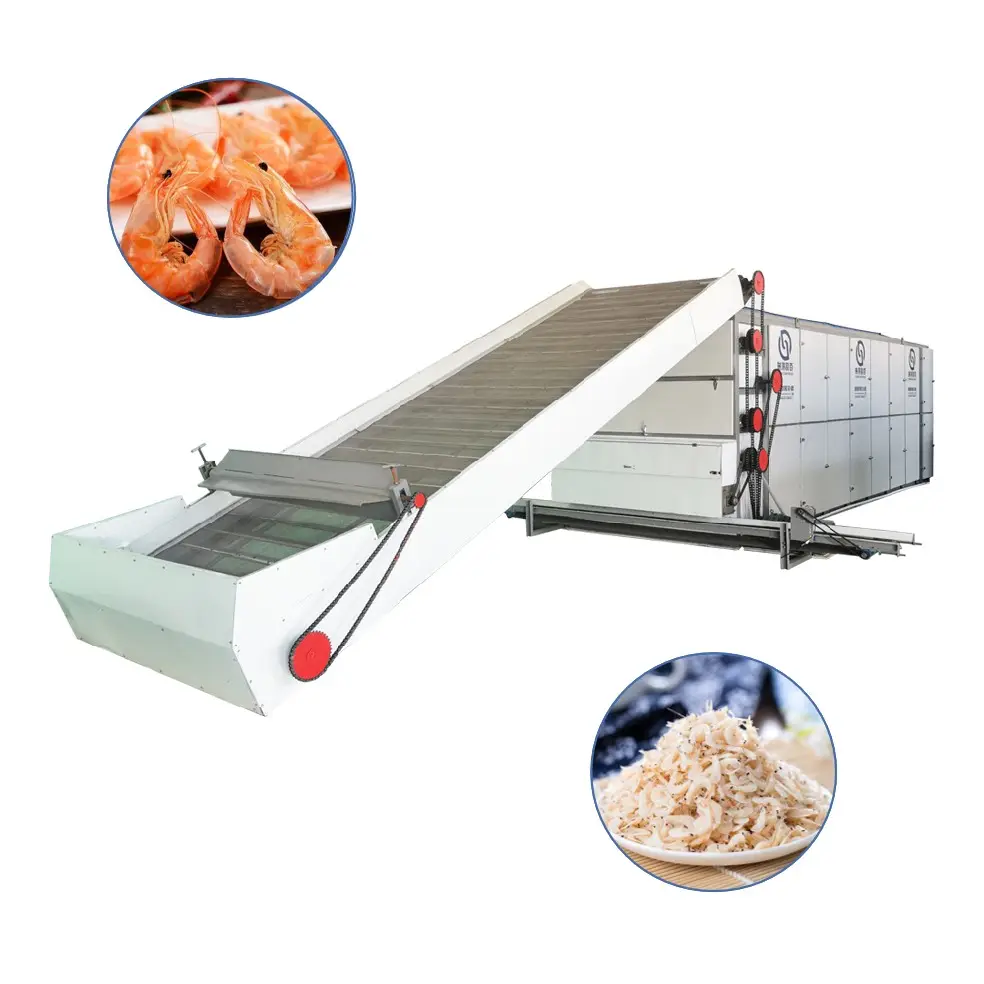 Prawn Drying Machine Tunnel Mesh Belt Dryer Okra shrimp head Drying Machine