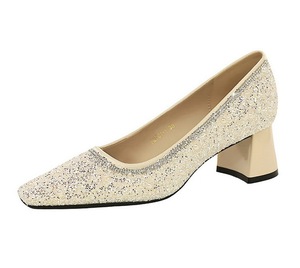 Zapatos de Mujer 2025, Nuevos con Lentejuelas y Pedrería, Punta Cuadrada, Tacón Grueso, Elegantes y con Estilo - Product Image 6