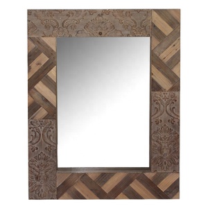 Luckywind Retro Phong Cách Handmade Tái Chế Gỗ Cũ Tường Gương Lớn Cổ Điển Khắc Khung Gương Để Bán - Product Image 5
