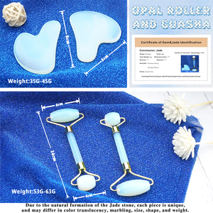 Vendita calda GHM blu Opalite giada <span class=keywords><strong>pietra</strong></span> <span class=keywords><strong>massaggiatore</strong></span> <span class=keywords><strong>viso</strong></span> Set Logo personalizzato Opal Gua Sha per la bellezza e il <span class=keywords><strong>viso</strong></span> - Product Image 4