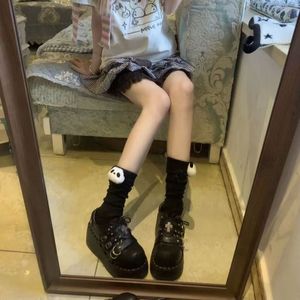 Panda Mid Calf <b>Socks</b> Sweat Absorbent Breathable Odor Resistant Gray White <b>Black</b> Youth Casual Crew <b>Sock</b> Summer JK Style - Product Image 2