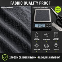 Survêtement technique haut de gamme pour homme en nylon froissé anthracite, coupe-vent à demi-zip et pantalon de survêtement à passepoil contrastant, fournisseur de vêtements personnalisés