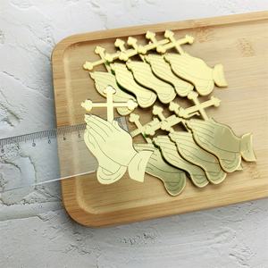 Cruz acrílica dorada con espejo para decoración de magdalenas, decoración para <span class=keywords><strong>bautizo</strong></span>, pasteles, Baby Shower, suministros para fiesta de primera comunión - Product Image 4