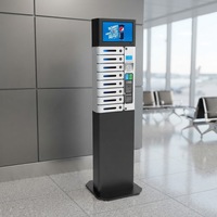 Système de recharge de téléphones mobiles Y2 Power MIA Pro à 8 baies avec écran publicitaire de 14 pouces et station de recharge sur pied