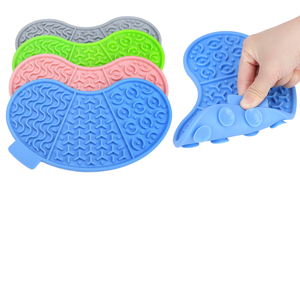 Silicone Pet Lick Mat Non Slip Feeding Mat for Dogs <b>Cats</b> Rounded Geometric Pattern Blue Green Pink Gray Waterproof Indoor Use - Product Image 1