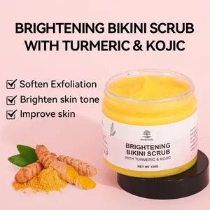 Customize Logo Natural Organic Vegan Turmeric Yoni Scrub Wholesale Private Label Kojic Acid Turmeric Bikini Body Scrub