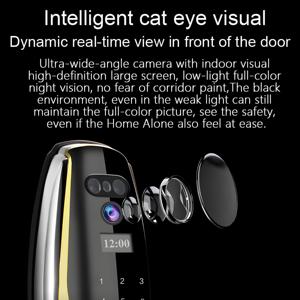 Tuya WiFI 3D Nhận dạng khuôn mặt thông minh khóa cửa với máy ảnh và vân tay ổ khóa thông minh cho cửa trước bàn phím điện tử thông minh - Product Image 3