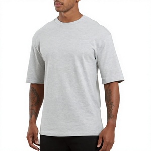 T-shirt en coton noir surdimensionné pour homme, col rond, manches courtes, décontracté, couleur unie, coupe jersey, longueur normale, style tricoté uni - Product Image 1