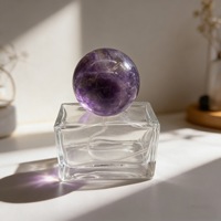 Bouchon de flacon de parfum sphérique en quartz rose naturel brut, fabriqué en usine, en pierre de cristal rechargeable pour l'aromathérapie
