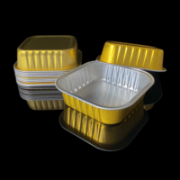 Contenants carrés en aluminium de qualité alimentaire, résistants aux hautes et basses températures, peuvent être chauffés directement au micro-ondes