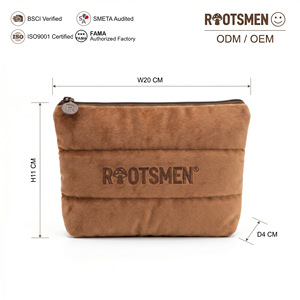 Pochette de maquillage matelassée en polyester avec fermeture éclair, réversible, tendance, à ouverture plate, lavable, logo personnalisable, couleur personnalisée - Product Image 1