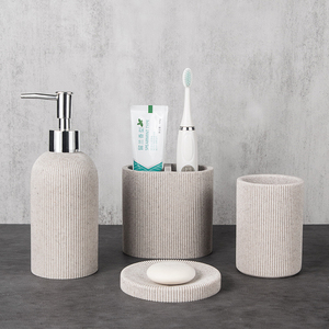 Ensemble d'accessoires de salle de bain en résine <span class=keywords><strong>5</strong></span> pièces Grès Effet Marbre Ensemble de salle de bain à domicile - Product Image 3