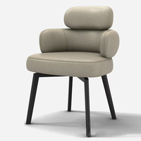 Chaise de salle à manger moderne de luxe en cuir avec rotation des pieds en bois de frêne
