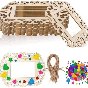 Wooden Photo <b>Frame</b> Rectangular With Hanging Rope For Christmas Tree Decoration DIY Home <b>Wall</b> Art Craft Gift - Product Image 3