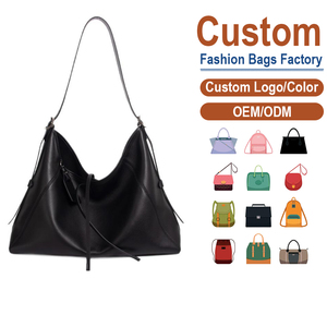 Sac fourre-tout en cuir véritable noir tendance, grande capacité, polyvalent, pour le quotidien, sac à bandoulière, fabrication sur mesure - Product Image 1