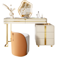 Meubles de chambre à coucher de luxe personnalisés de haute qualité, ensemble de table de toilette avec miroir de maquillage LED intelligent et tiroirs