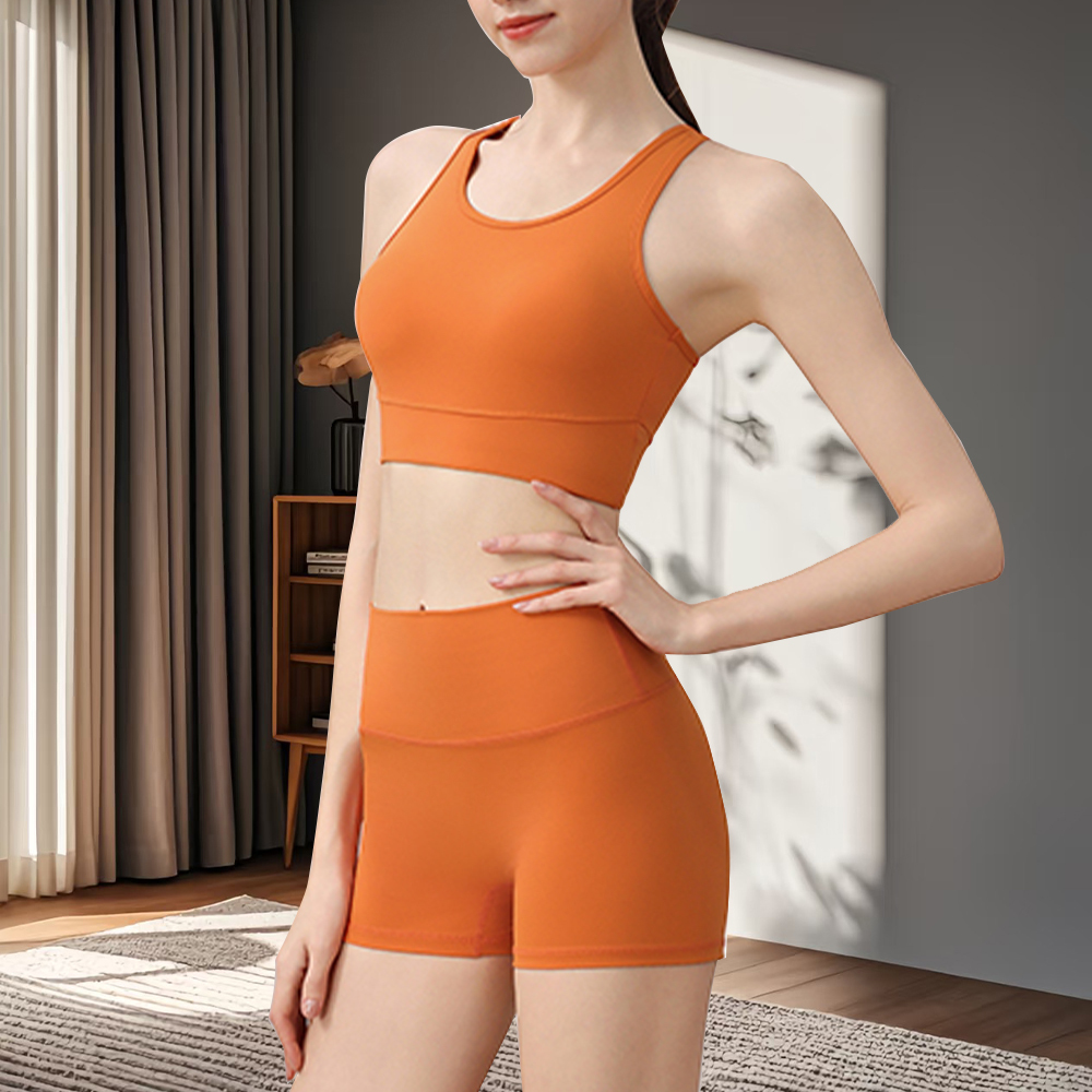 2 Piece Yoga Set Outfits High Waisted Yoga Shorts with Sports Bra Crop Tops Yoga Gym Sets Fitess Workout Sets for Women