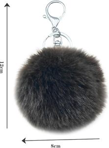 Porte-clés pompons moelleux <span class=keywords><strong>en</strong></span> fausse <span class=keywords><strong>fourrure</strong></span> de lapin pour femmes, pendentif pour sac à main, sac, artisanat DIY, 6/8/10cm, pendentif moelleux pour sac fourre-tout, breloque pour sac de voiture - Product Image 2