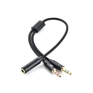 Adaptateur casque séparateur Y 3.5mm pour PC AUX Audio et micro haut-parleur <span class=keywords><strong>1</strong></span> prise <span class=keywords><strong>femelle</strong></span> et <span class=keywords><strong>2</strong></span> prises mâles pour ordinateur - Product Image 3