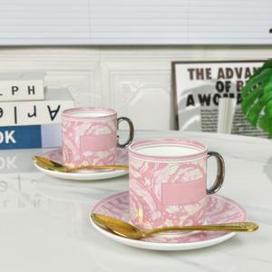 Ensemble tasse et soucoupe en céramique très prisé, en porcelaine fine avec technique de gravure, pour le thé de l'après-midi, mug de bureau, compatible lave-vaisselle et micro-ondes, idéal comme cadeau - Product Image 5