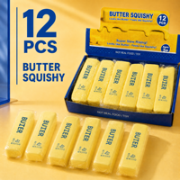 Jouet Squishy en forme de beurre, 12 pièces, à remontée lente, anti-stress, sensoriel, non alimentaire
