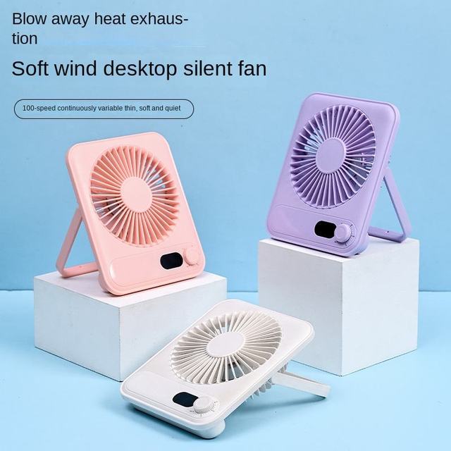 2026 Electric Desktop Fan Brushless Motor 100-Speed Stepless Control Low Noise (29dB) Portable Design Long Battery Life (4-6