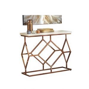 Table console moderne en métal et miroir, design unique, faite à la main, avec plateau en marbre - Best-seller, décoration de luxe pour la maison et l'hôtel - Product Image 1