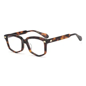 Personalizado Trendy Optical Eyeglasses Frame Tortoiseshell Acetate Frames Nearsighted Glasses para homens e mulheres