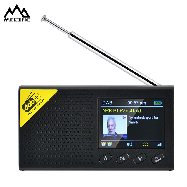 MEDING Portable Vintage DAB Radio Digital Alarm Clock 2.4-inch LCD Display Dual Alarm Setting Rechargeable Battery MP3 Radio