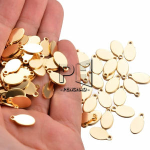 Серебристые и золотистые пустые штамповочные бирки из нержавеющей стали, брендовая бирка для логотипов ожерелий, цвет не выключается - Product Image 5