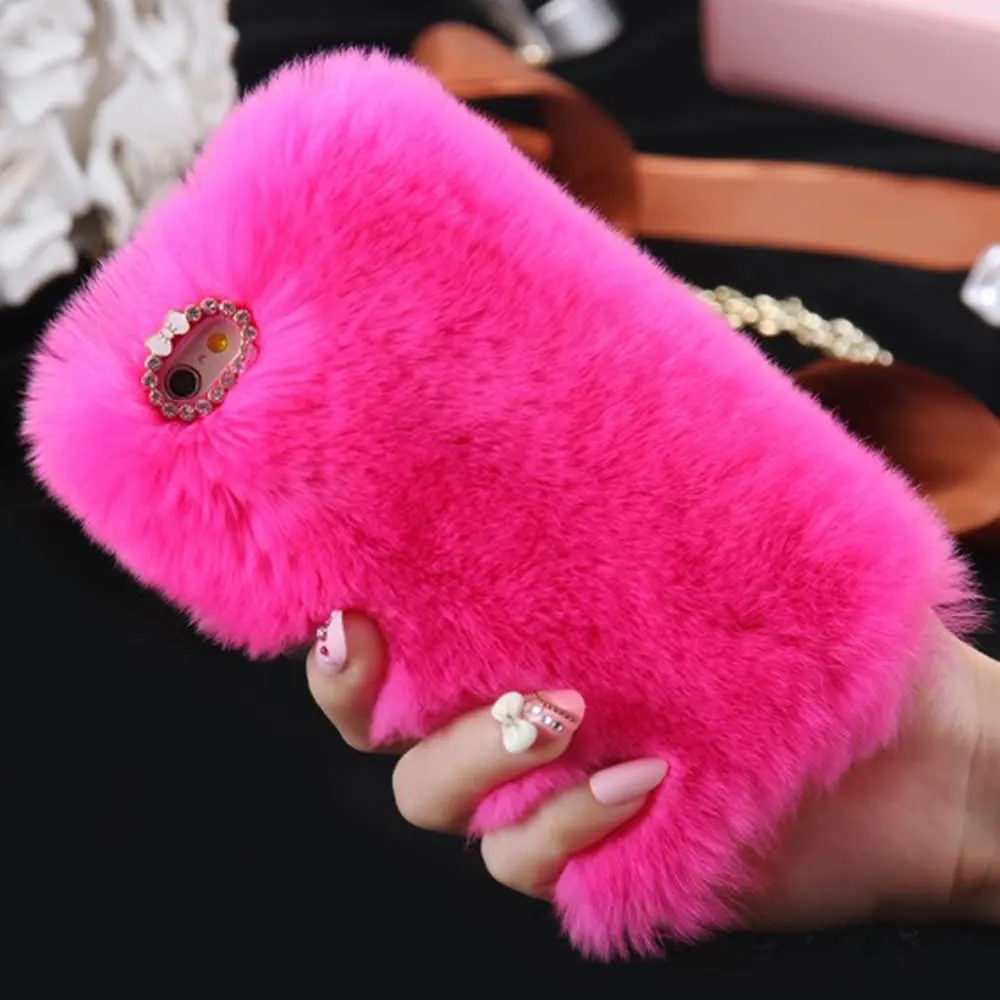 Cute Fur Fluffy Phone Case For iPhone 11 Pro Max Girls Shockproof Bumper Kickstand Cover