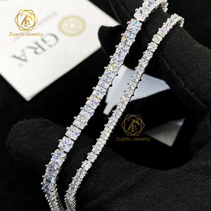 Passe Diamante <span class=keywords><strong>Tester</strong></span> Bling VVS Princesa Corte Moissanite Diamante 925 Sterling Silver Iced Out Cadeia De Tênis Pulseira Unisex - Product Image 3