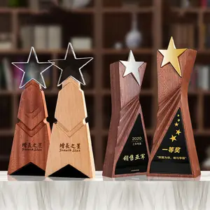 Großhandel Factory Supply Wooden Trophy Awards Kristall benutzer definierte Laser gravur mit Formulierungen oder Text für Sport veranstaltungen