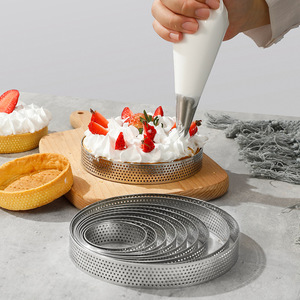 Moule à pâtisserie en métal Anneau à gâteau rond antiadhésif en acier inoxydable Anneaux à tarte perforés Anneaux à tarte ronds - Product Image 3
