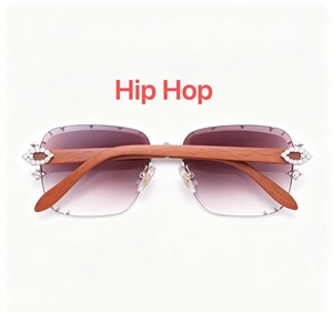 Lunettes <span class=keywords><strong>de</strong></span> soleil Moissanite sans monture <span class=keywords><strong>en</strong></span> <span class=keywords><strong>argent</strong></span> 925 style Hip Hop Iced Out, très tendance - Product Image 1